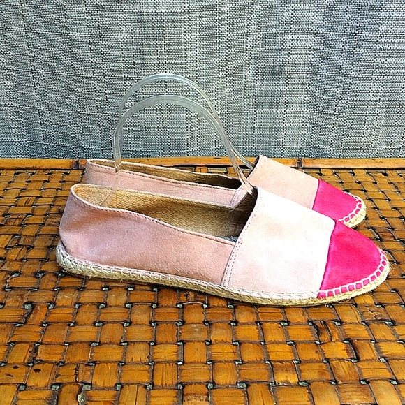 Two Tone Pink Suede and Leather Espadrilles NWOT - Picture 2 of 8